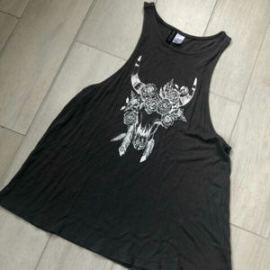 **2 FOR $8** Divided dk gray boho muscle tee.